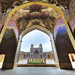 Out Side View Of Pink Mosque In Shiraz , Iransense Travel Agency