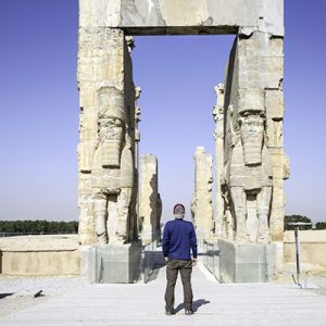 A Tourist In Gate of All Nations Persepolis, Iransense Travel Agency