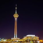 A night view of Tehran the capital of Iran containing Milad Tower, Iransense Travel Agency