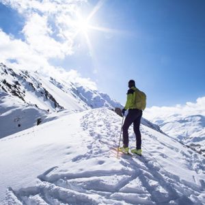 A climber on Tochal Mount hiking in Tehran, Iransense Travel Agency